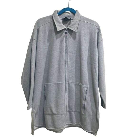 Company Ellen Tracy Vintage Womens Gray Zip-Up Minimalist Sweater Jacket L - Picture 1 of 11